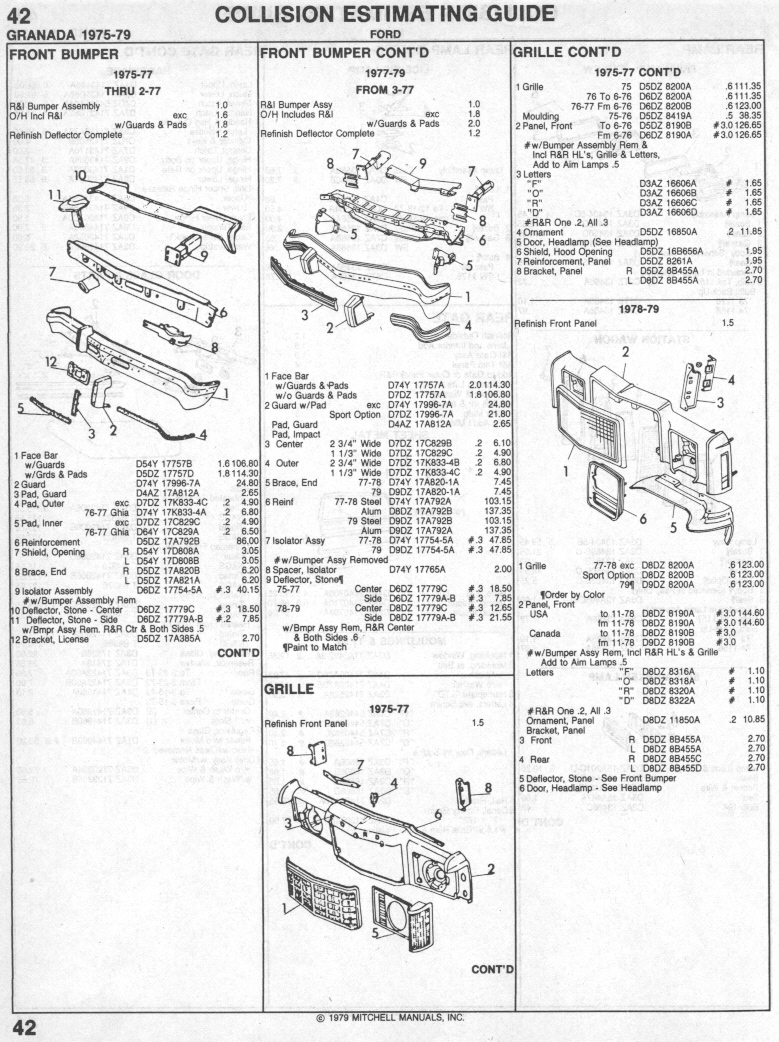 Ford interchangeable parts list #8